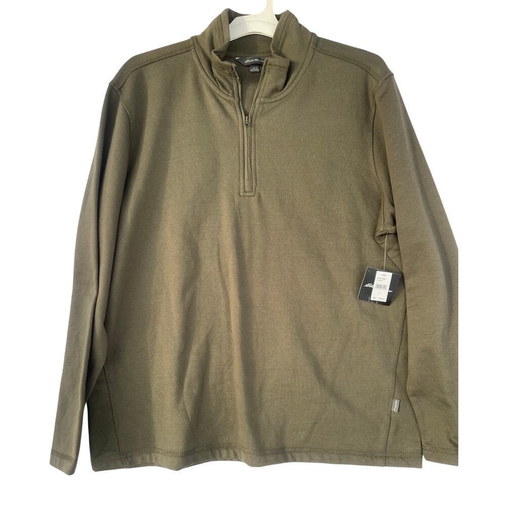 Eddie Bauer Mens 1/4 Zip Pullover Sweater Size L Green